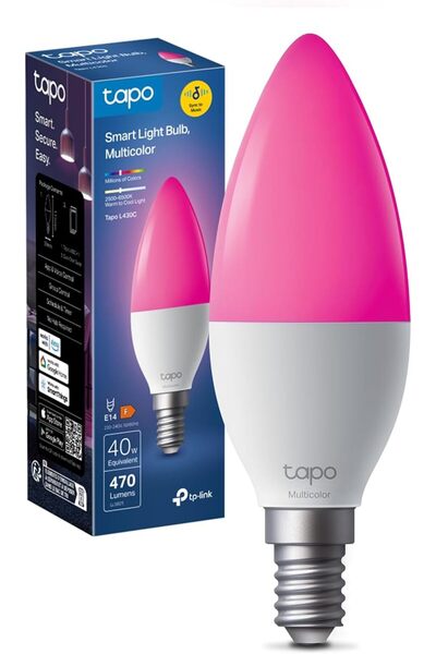 tapo مصباح LED متعدد الألوان، قاعدة E14، يمكن التحكم في شدته، 2500 كلفن - 650...