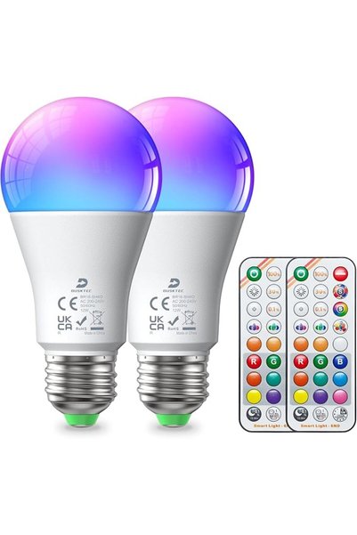 DUSKTEC مصباح LED متعدد الألوان RGB، 12 واط، 1300 لومن، قاعدة E27، إضاءة بيضا...