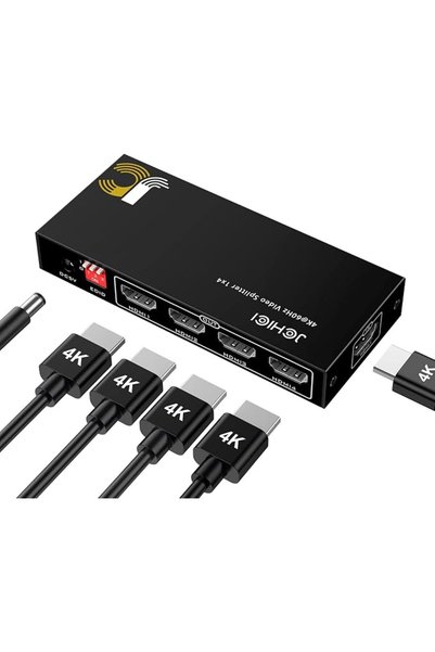 GENERAL موزع HDMI، مدخل واحد وأربعة مخارج، موزع ومبدل HDMI من JCHICI، يدعم دق...