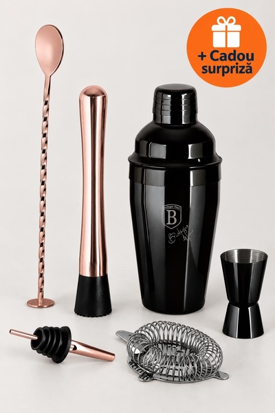 Berlinger Haus Set Cocktail 6 Piese, Shaker 550 ml, Strecurătoare, Măsură, Li...