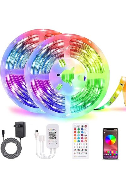 ALED LIGHT شريط إضاءة LED بطول 20 مترًا، شريط LED RGB 5050 600 للغرفة، بتقنية...