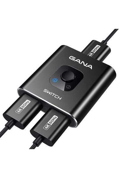 GANA موزع HDMI 4K@60Hz، محول HDMI ثنائي الاتجاه من الألومنيوم 2 مدخل 1 مخرج، ...