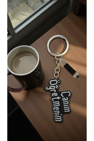 SEARD Miyuki Beads Handmade My Dear Teacher and Black Pen Keychain/Bag Ornament