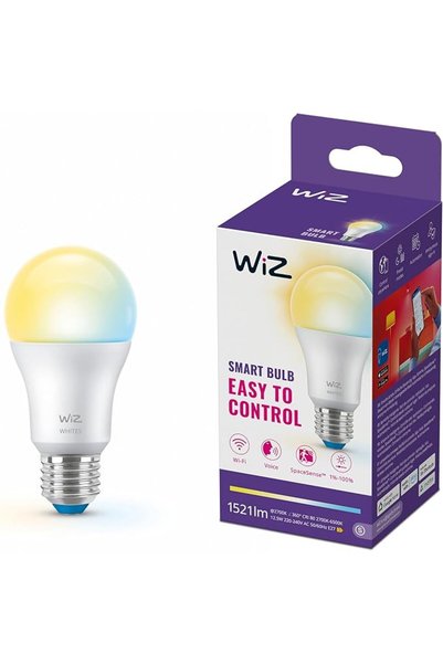 Wiz مصباح ذكي متعدد الألوان، قاعدة E27، 8.5 واط، قابل للتعديل، مزود بمستشعر ح...