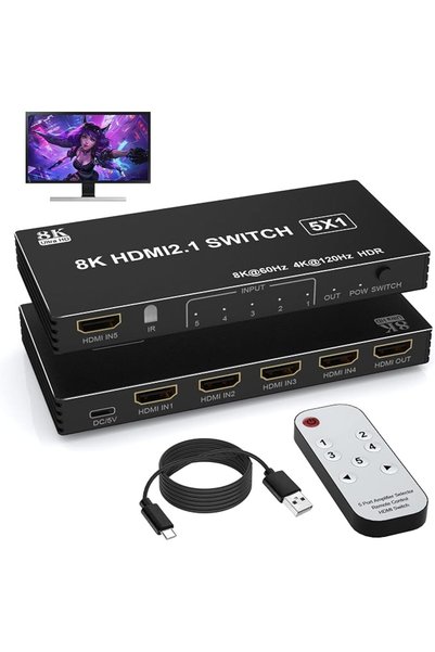 GENERAL محول HDMI 4K بتردد 120 هرتز و8K بتردد 60 هرتز، موزع HDMI بخمسة مداخل ...