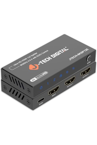 GENERAL جيه-تيك ديجيتال، موزع إشارة HDMI 2.1 بدقة 8K، مدخل واحد ومخرجان، موزع...
