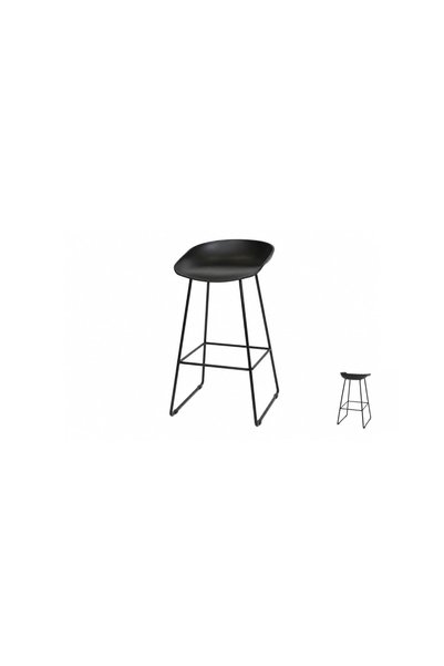 IN HOME STORE كرسي بار مودرن أسود بتصميم انسيابي وقاعدة معدنية متينة