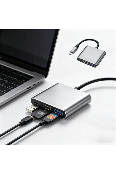 Condition 3-in-1 محول متعدد المنافذ 3 في 1 بمنفذ USB-C، وقاعدة من الألومنيوم ...