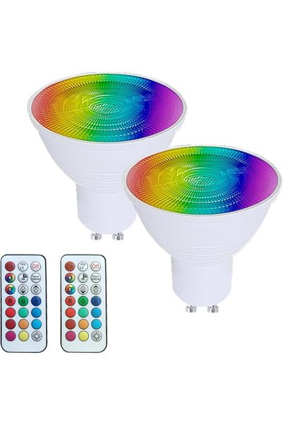 GENERAL لمبات إضاءة LED GU10 بقوة 3 واط، 16 لون متغير RGB + ضوء أبيض بارد للر...