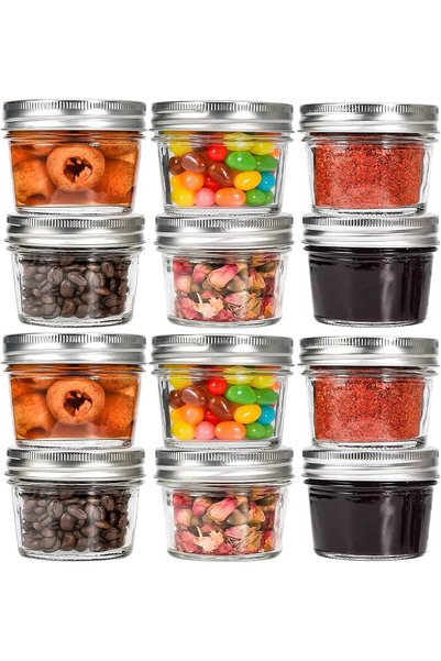 FUFU 4oz Glass Jars With Lids,Small Mason Jars Wide Mouth,Mini Canning Jars F...