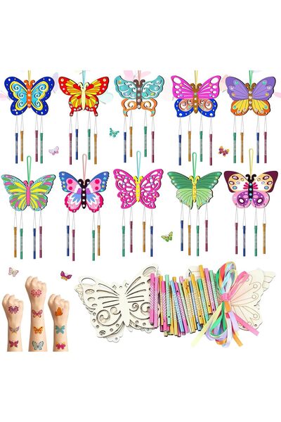 SYOSI 10 Pack Butterfly Wind Chime Kits, Butterfly Crafts for Kids, Make Your...