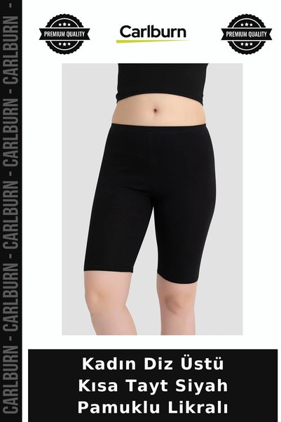 Carlburn Special Series Women's Knee-Length Short Leggings, Black Cotton with...