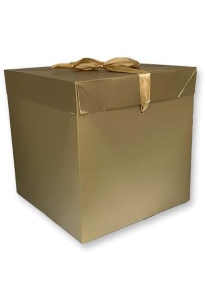 Generic صندوق هدايا 22×22 سم ذهبي مع شريط ساتان |   مثالي للمناسبات الخاصة وا...