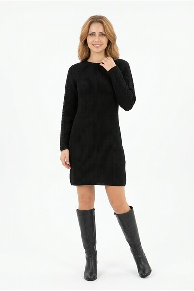 TARZIM SPOR GİYİM Women's Long-Sleeved Thick Winter Knit Sweater with a Bicycle Pattern and Crew Neck.