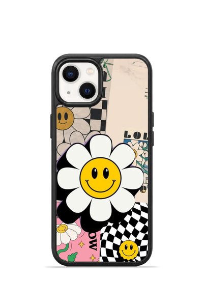 PiyasaSepeti غطاء هاتف iPhone 13 Vorian Black Hole بتصميم ريترو مع نقشة زهرة ...