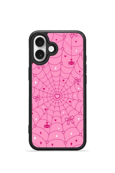 PiyasaSepeti غطاء هاتف iPhone 16 Vorian Black Hole، بتصميم فيونكة وردية.