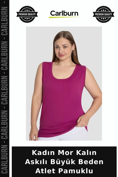 Carlburn Premium Women's Purple Thick-Strapped Plus-Size Tank Top, Cotton Lou...