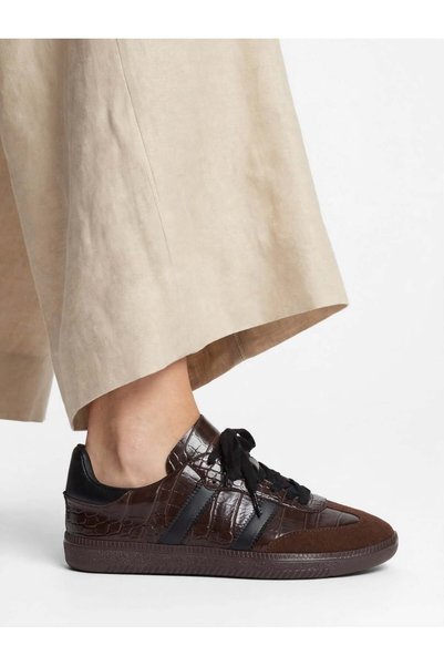 Trendlov Run Kadın Sneaker - Croco Desen Süet Spor Ayakkabı