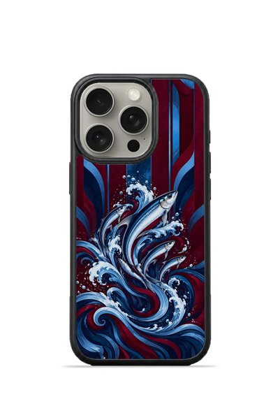 PiyasaSepeti iPhone 16 Pro Vorian Black Hole Case, Navy Blue and Red, Sea Dra...