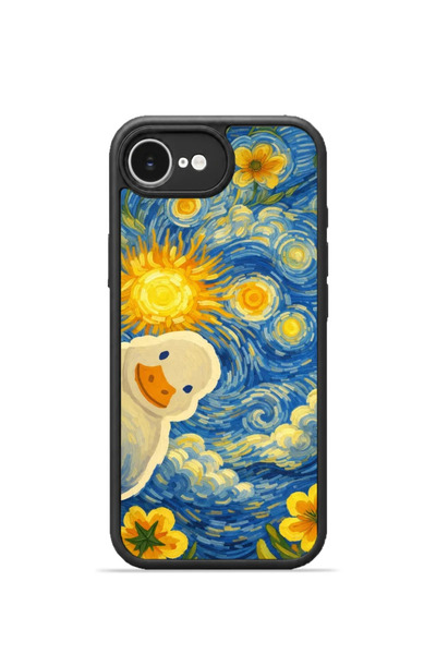 PiyasaSepeti غطاء هاتف iPhone 16e Vorian Black Hole، تصميم "زهور في ليلة مشمسة".