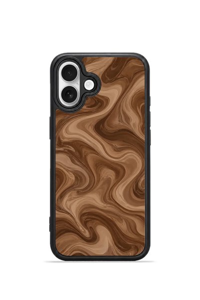 PiyasaSepeti غطاء هاتف iPhone 16 Vorian Black Hole بتصميم رخام بني وموجات