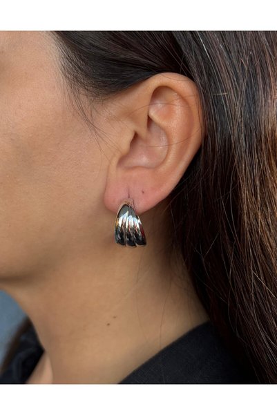 nunu takı Triple Row Silver Earrings