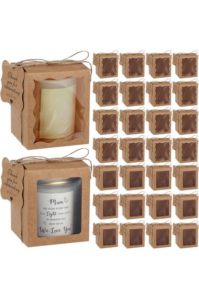 YRQX 50 Set Candle Gift Boxes with Clear Window, Kraft Packaging for 4–10 oz ...