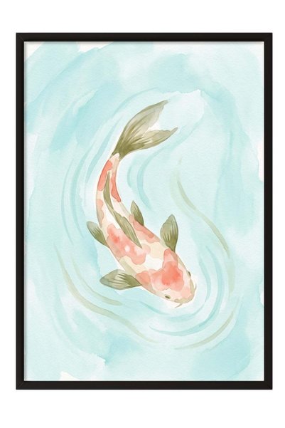 Postifull Koi Fish in Water Poster – Black-Framed Painting No:160194