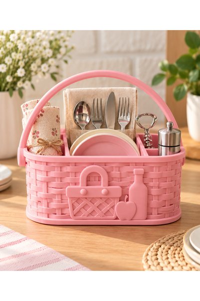 Generic Brand Multi-Compartment Picnic Basket Organizer |   Cutlery, Napkin, ...