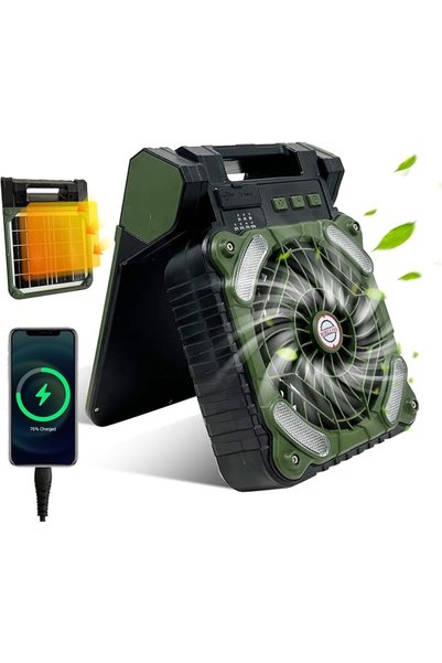 GYGOT مروحة تخييم GY، مزودة بمؤقت، و4 سرعات، ومروحة طاولة تعمل بمنفذ USB وبطا...