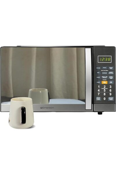 Emerson فرن ميكروويف MWG1191SB، بتصميم أنيق وسطح علوي، مزود بوظيفة الشواية بق...