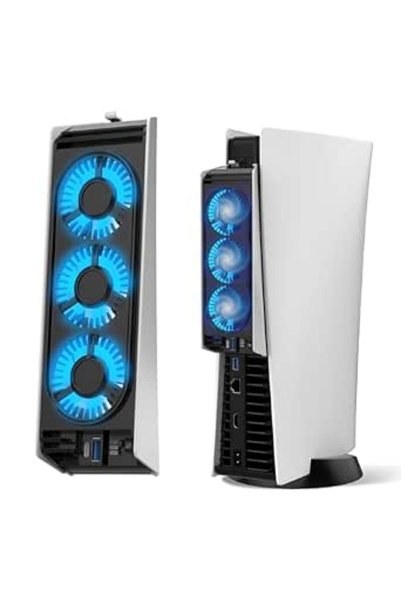 GENERAL مروحة تبريد JUSPRO لجهاز PS5، مروحة تبريد محسّنة وهادئة مع إضاءة LED ...