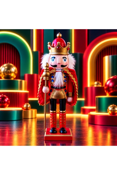 Kuzey High-Quality 26 cm Wooden Hazelnut Cracker Soldier, Handmade Model, Chr...