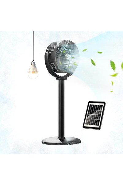 Generic مراوح أرضية تعمل بالطاقة الشمسية، قابلة لتعديل الارتفاع، مع إضاءة LED.