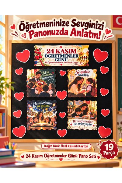 Etkinlikdenizi 24 Kasım Öğretmenler Günü Pano Süsleme Seti