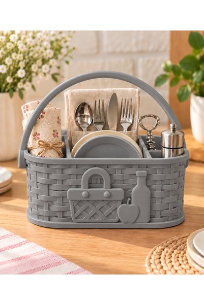 Generic Brand Multi-Compartment Picnic Basket Organizer |   Cutlery, Napkin, ...