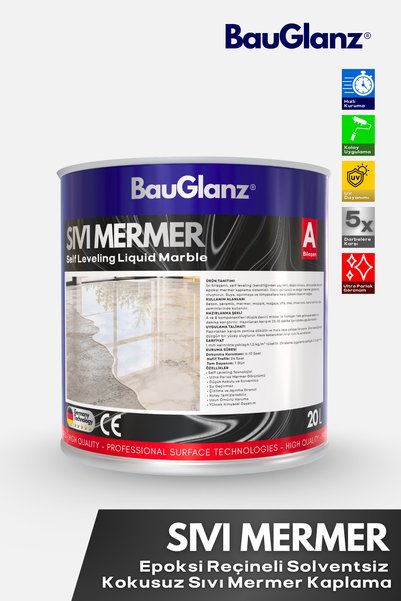 bauglanz Sıvı Mermer Solventsiz Kokusuz Epoksi Zemin Boyası Kendiliğinden Yay...