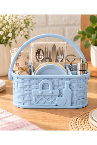 Generic Brand Multi-Compartment Picnic Basket Organizer |   Cutlery, Napkin, ...