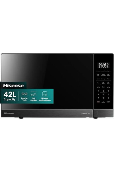 Hisense فرن ميكروويف كبير بسعة 42 لترًا مع وظيفة الشواء، مناسب للمطبخ، بقوة 8...