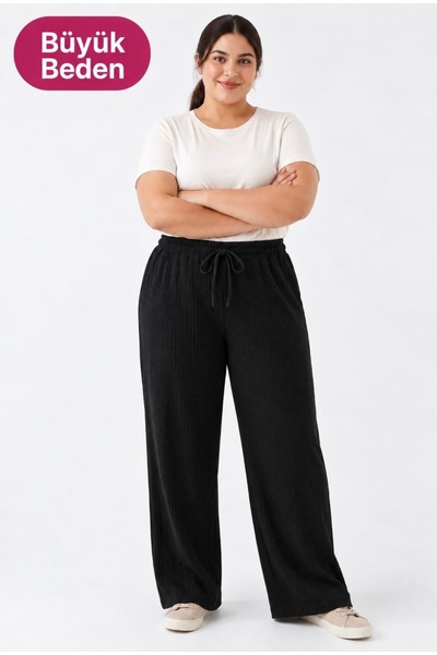LOTTEBELLA Women's Plus Size Knitted Fabric High-Waisted Pants