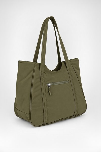 Vivaq Women's Bamboo Khaki Large Shoulder Tote Bag with Back Zipper Pocket an...