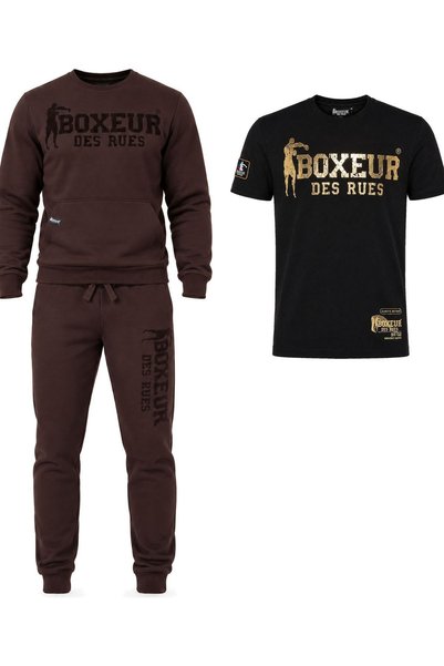 Boxeur Des Rues Set de iarnă: Hanorac maro închis + Pantaloni de trening maro...