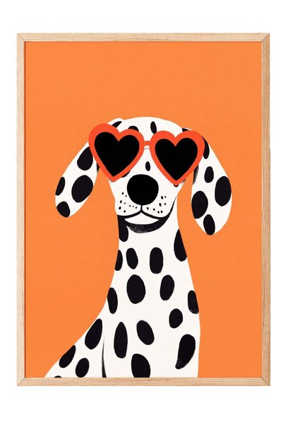 Postifull Dalmatian Poster with Eyes on an Orange Background – Wooden Framed ...