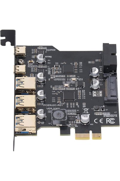 Ejoyous بطاقة توسعة PCIe لأنظمة ويندوز ولينكس، بطاقة USB 3.2 Gen 1 بخمسة مناف...