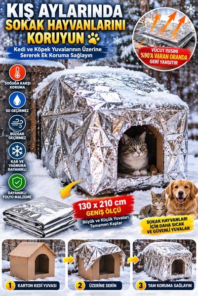 nelerbulurum Termal Battaniye 130x210 cm Kedi Köpek Yuvası Barınak Koruma Ört...