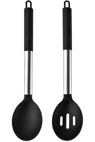 Paporich Heat Resistant Large Silicone Cooking Spoon, Solid Slotted Spoons, N...