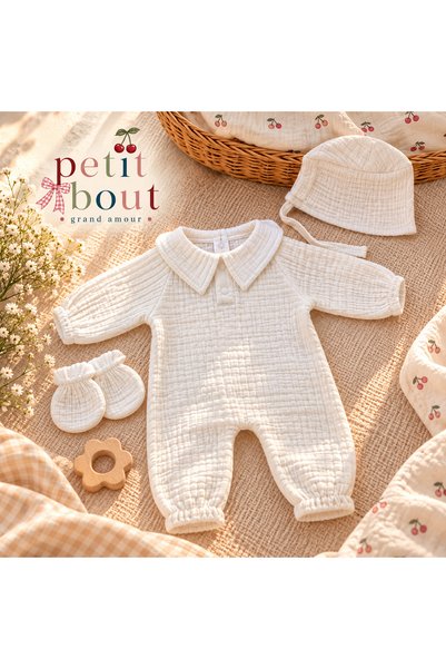 %100 ORGANİK PAMUK ERKEK BEBEK POLO YAKA TULUM