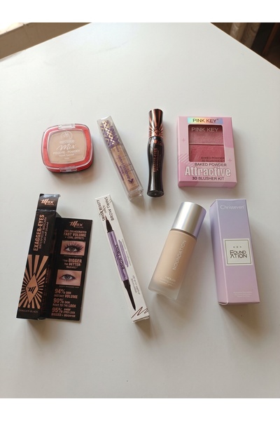 Generic Brand مجموعة مكياج متكاملة 6 في 1 - كريم أساس، ماسكارا Exagger-Eyes، ...
