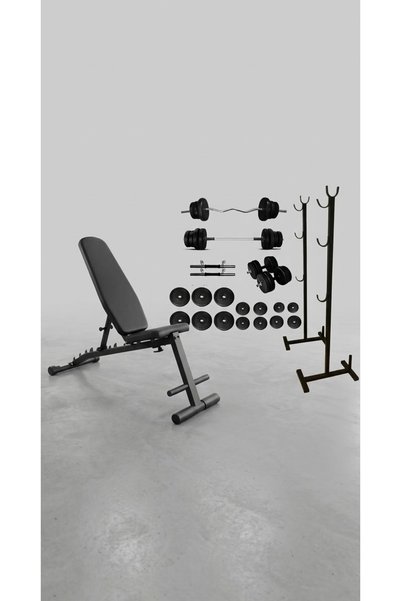 PROBLACK Ayarlanabilir Fitness Bench Sehpası ve Halter Standı + Ağırlık Plaka...