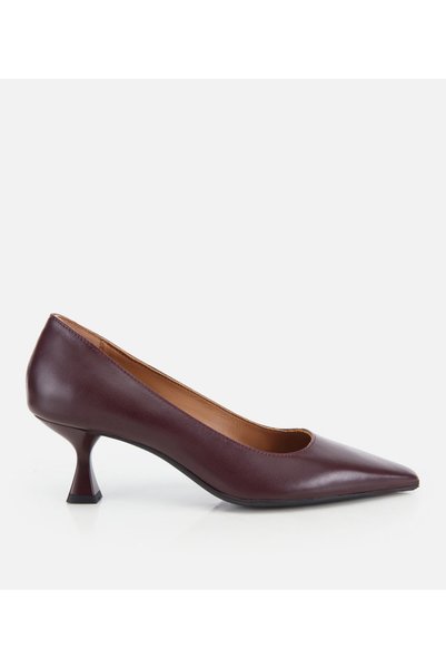 Hotiç Kadın Deri Bordo Klasik İnce Topuklu Stiletto